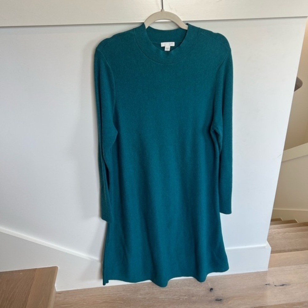 J. Jill Teal Long Sleeve Sweater Dress Mock Neck Womens Size Medium